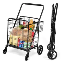 Comprar Carrito De Compras Plegable Doble Cesta Jumbo Carrito U...