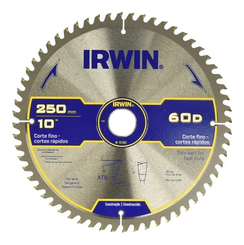 Disco De Corte 10 Pulgadas 250mm 60 Dientes Irwin 15186