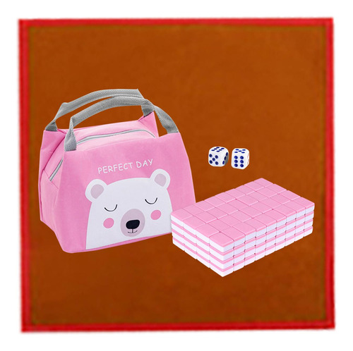 Travel Mahjong Set Mahjong Game Set 144 Azulejos Juegos Rosa