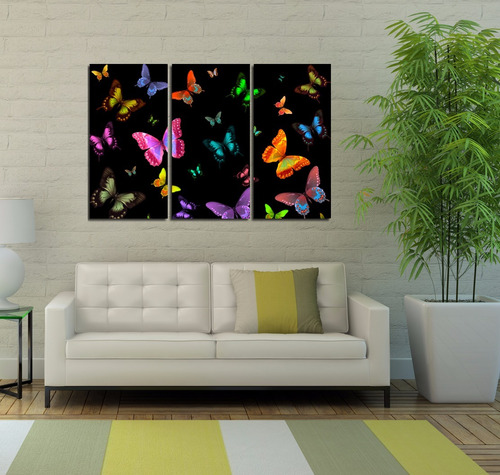 Cuadro 80x120cm Mariposas Color Butterfly Negro