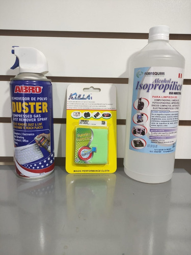 Kit Aire Comprimido + Alcohol Isopropílico 1 Lt + Paño Micro