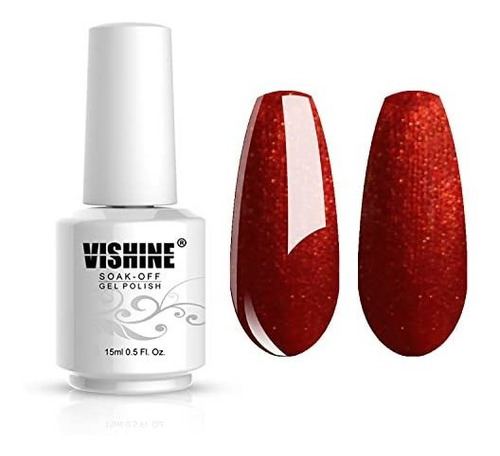 Esmalte Para Uñas En Gel Larga Duracion Rojo Con Glitter