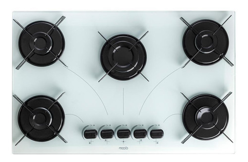 Imagem 2 de 4 de Fogão Cooktop Gás 5 Bocas Moob Ultra Chama Branco Bivolt