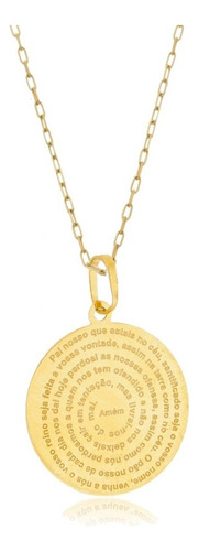 Pingente Pai Nosso Com Corrente Cartier 60cm Em Ouro 18k Cor Amarelo