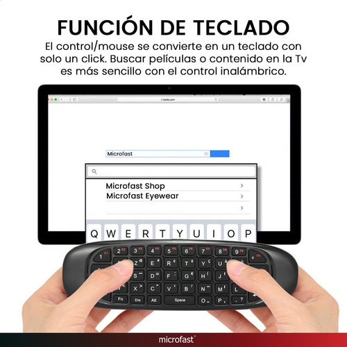 Imagen 6 de 10 de Control Mouse Teclado Inalámbrico Recargable Tv Pc 2.4ghz