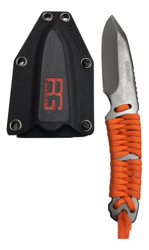 Cuchillo Táctico De Supervivencia Con Funda Y Mango Cuerda Naranja
