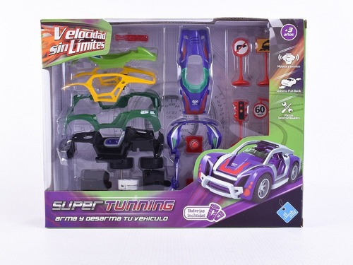 Auto Vehículo Para Armar Pull Back Super Tunning Duende Azul Color