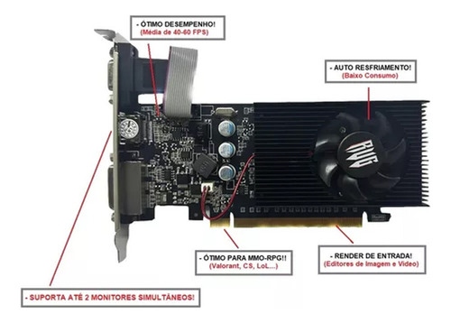 Placa De Vídeo Geforce Gt 705 Vga Hdmi 2gb Ddr3 Game Promo