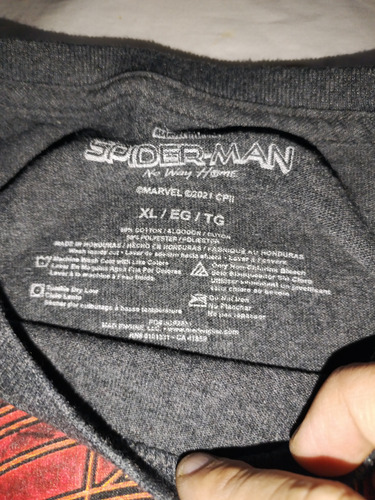 Playera Marvel Spiderman Talla Xl Gris Con Rojo (Usado)