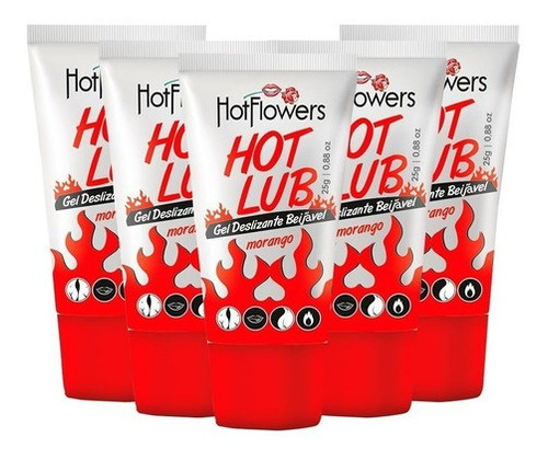 Gel lubrificante intimo Hot Lub sabor morango Hot Flowers 25g