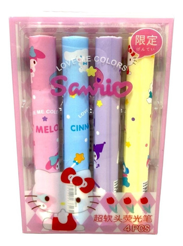 Set De 4 Marcatextos Linea Sanrio Pastel