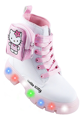 Botas Niñas Hello Kitty Bolsita Luces Led Cómodas 4100-bk
