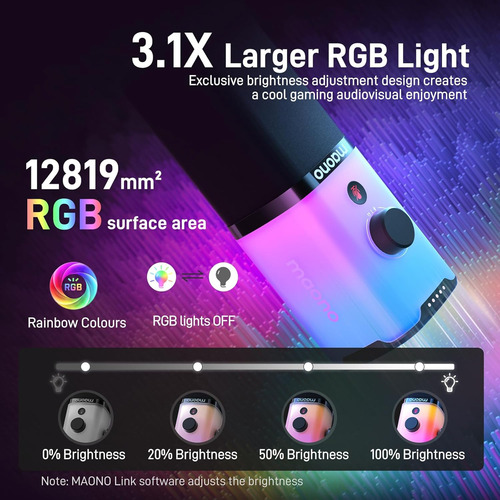 Microfone Dinâmico Usb/xlr Maono Pd100x Luz Rgb