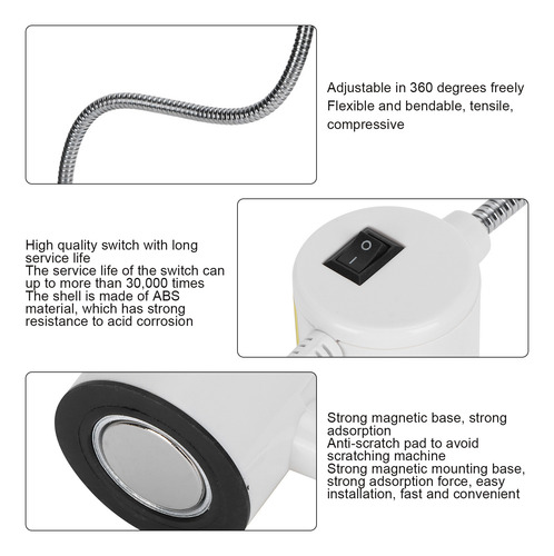 Máquina De Coser Led Con 20 Luces, Cuello De Cisne, Ahorro D