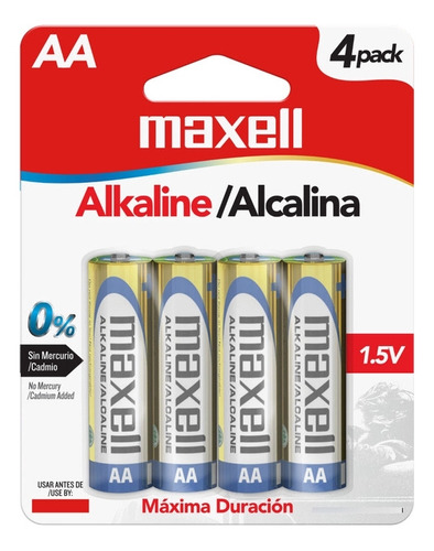 Baterias Alcalinas Aa Marca Maxell Cuatro Unidades Lr03 4pk