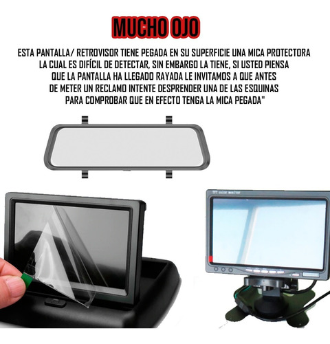 Imagen 2 de 8 de Monitor / Pantalla 4.3puLG + Cámara Reversa 8 Leds Universal