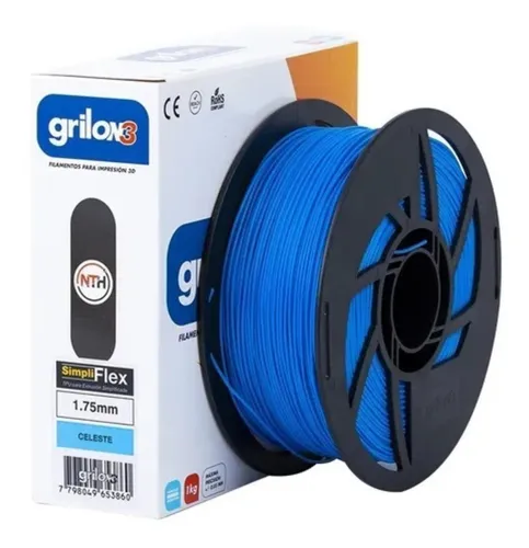 Filamento 3D Grilon3 Simpliflex de 1.75mm y 1kg celeste