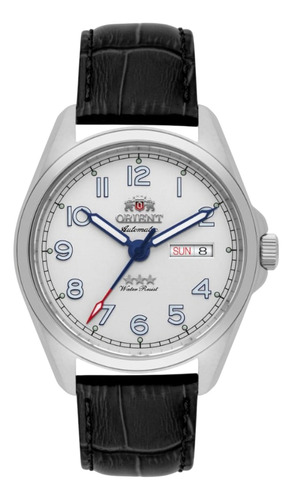 Relógio Orient Automático 3 Estrelas Yn6sc006 S2px Correia Marrom Bisel Prateado Fundo Branco