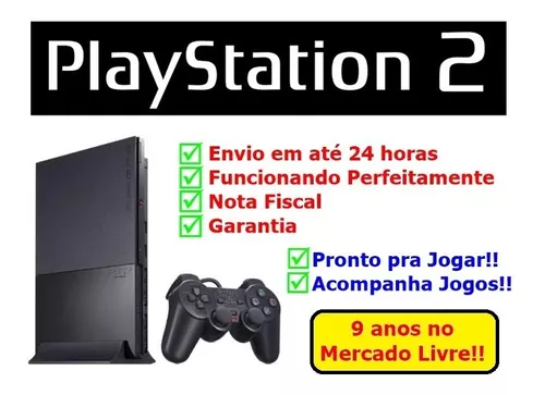 CONSOLE PLAYSTATION 2 SLIM PRETO (CONTROLE ORIGINAL) SEMINOVO - SONY