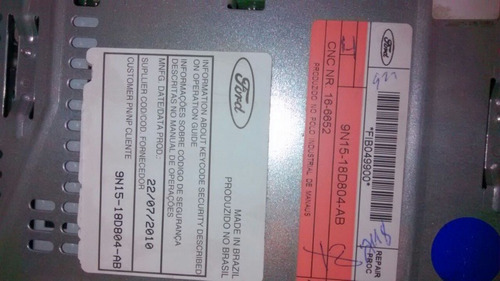 Código De Desbloqueio Senha Rádio Original Ford Ecosport Ka