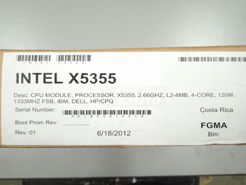 Intel Xeon X5355 Processor 2.66ghz L2- 8mb, 4-core, 120w