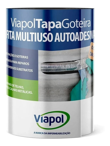 Fita Asfaltica Aluminio Multiuso Autoadesiva 10cmx10m Viapol