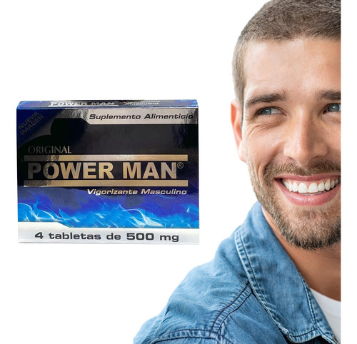 Power Man Cartera Pastilla Azul C/4 Tabletas De 500mg 