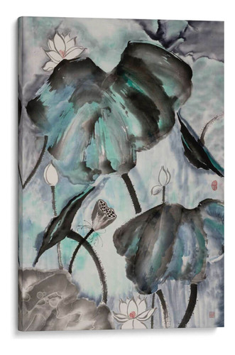 Canvas Lab Cuadro Estudio De Loto Con Azul Verde Ii. 130x195