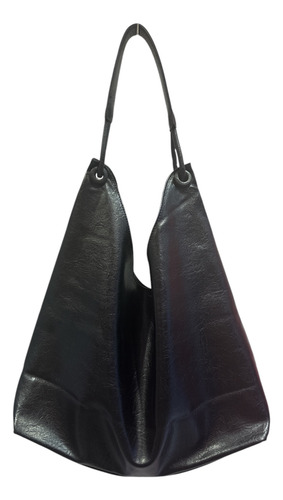 Cartera Hobo Importada Negro Cuero Sintético Boton Imantado Negro