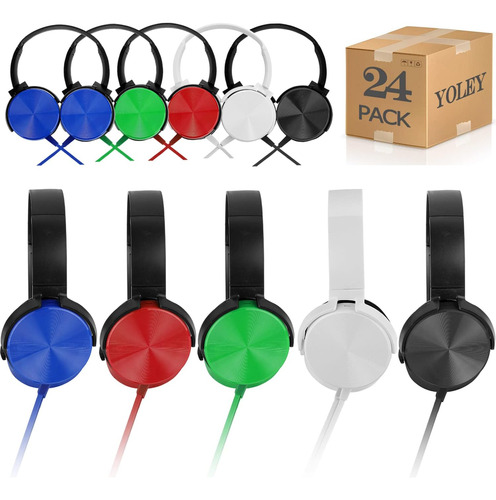 Yoley Bulk Headphones School 24 Pack Multicolor Para Estudia
