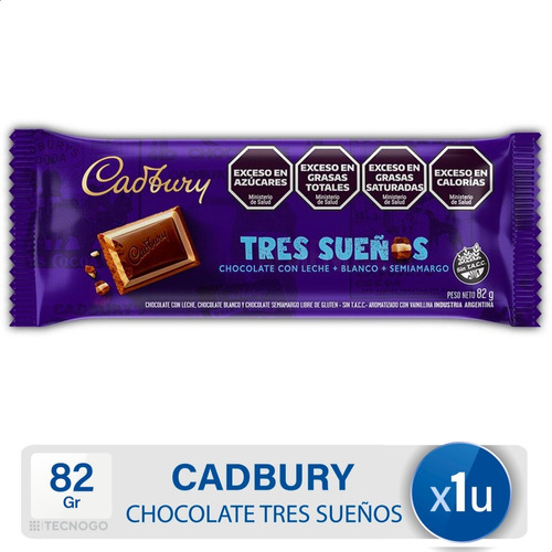Chocolate Tres Sueños Cadbury Blanco Semiamargo - Sin Tacc