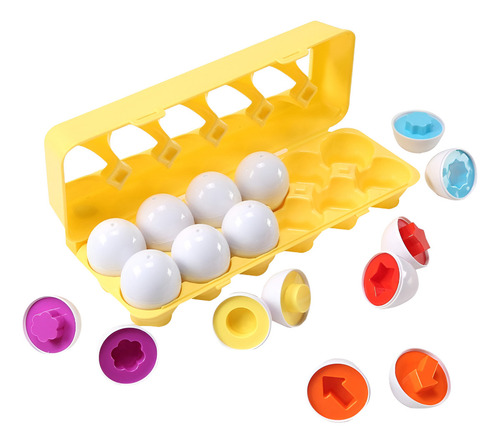 Set De Encastre Huevera Didáctica De Estimulación 12 Huevos Color Blanco