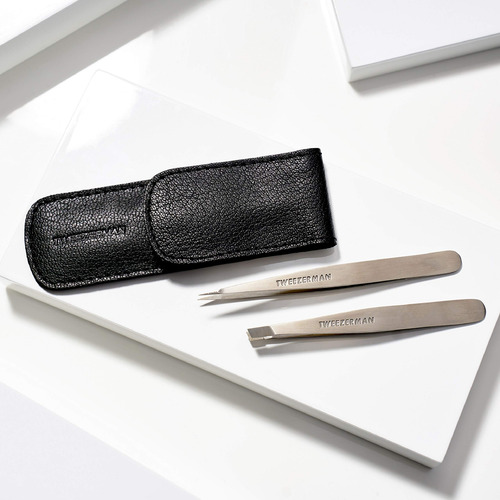 Tweezerman Petite Tweezer Set, Black Leather Case 4048-br