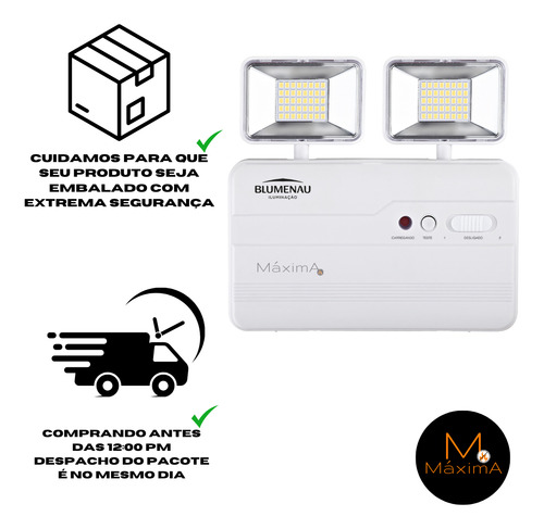 Kit 20 Luminária Luz De Emergência Blumenau 2200 Lumens Led
