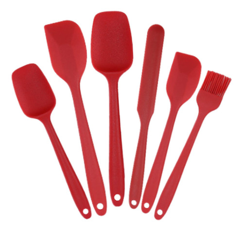 Juego De Espátula De Silicona De 6 Piezas Resistente Rojo