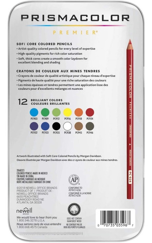 Lapices Prismacolor Premier 12 Colores Importados
