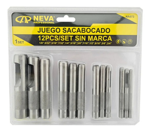 Kit Set Juego Sacabocado De Impacto 12 Piezas Neva Na073