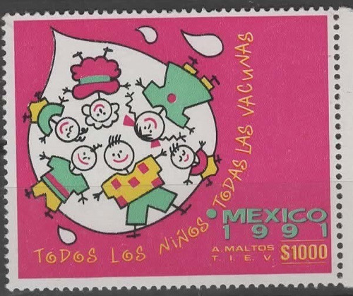 México Vacunación Infantil Salud  1991 Mnh Estampilla