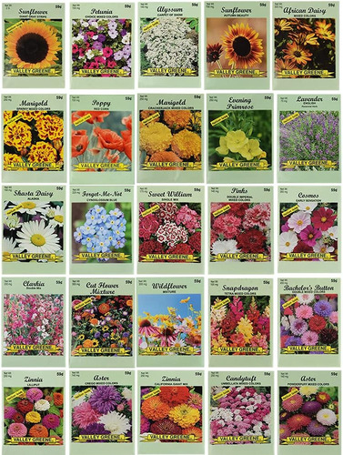 25 Paquetes De Semillas De Flores Ligeramente Surtidas, Incl