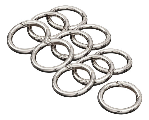 10 Ganchos Redondos Con Resorte, Círculo De Plata 33mm