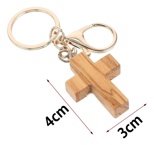 3 Llavero Con Cruz De Madera, Dijes Cruzados, Artes Y Dorado