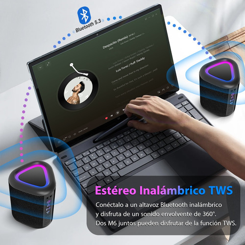 Bocina Bluetooth Inalámbrico Portátil Impermeable Rgb Aux Tf