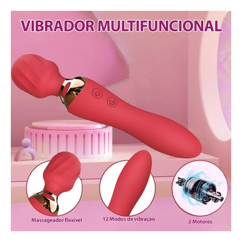 Massageador Elétrico Profissional V-magico Rosa 2em1 Aquecer Rosa-chiclete
