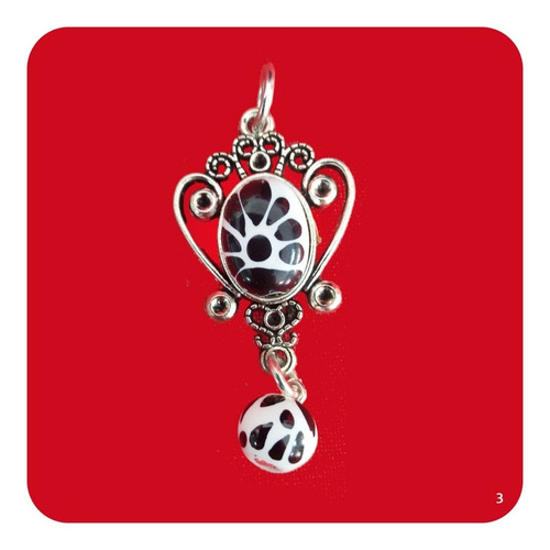 Imagen 3 de 5 de Dije Corona De Talavera Poblana Negra Y Pewter 4x2.5 Cm Jyr