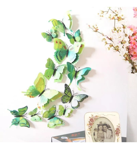 Imagen 6 de 10 de Mariposas Decorativas 3d !!! 12 Piezas Alas Dobles !