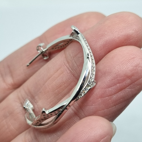 Imagen 2 de 8 de Aros Plata Rodinada Argollas Micro Pave 30mm
