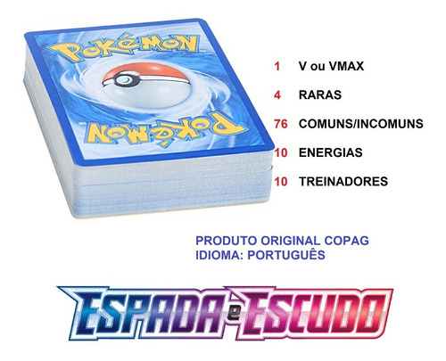 Lote Pokémon - 100 Cartinhas - V Ou V Max Grátis - Português