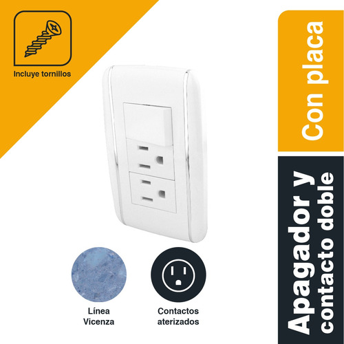 Doble Contacto Y Apagador Sanelec Con Placa Linea Vicenza