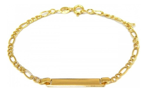 Pulseira Infantil Bebê Chapa Para Gravar Nome Ouro 18k Comprimento 14.5 Cm