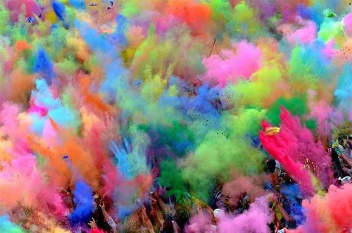 14x Polvos Holi Colores Bolsas 50g + 5 Lanzadores / Fiesta